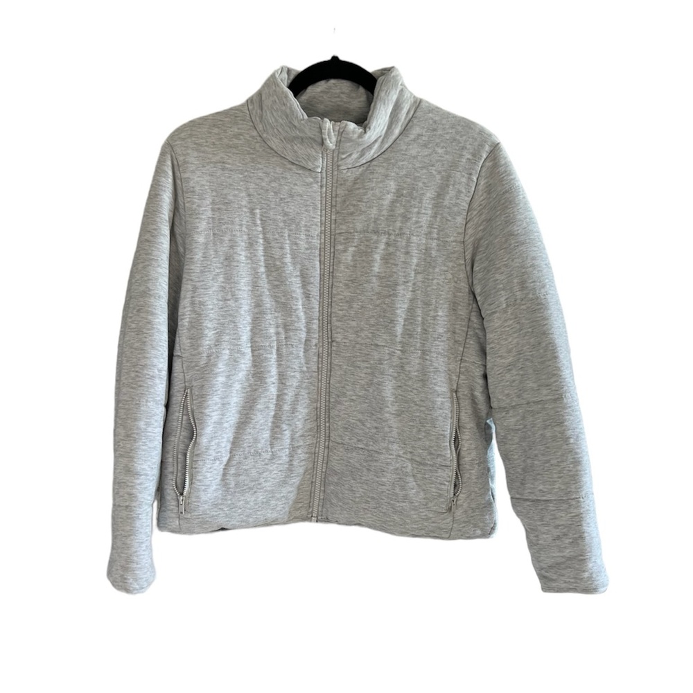 Three dots Quilted Knit Zip-Up Jacket, Size Medium